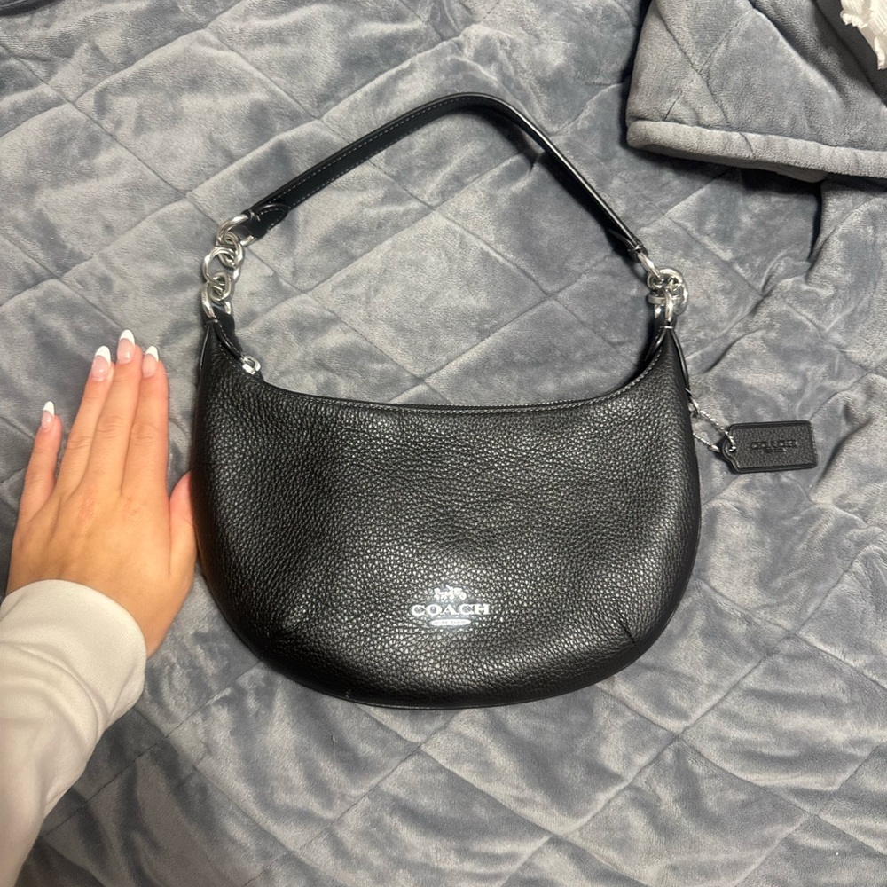 Coach Black Pebbled Leather Shoulder Bag